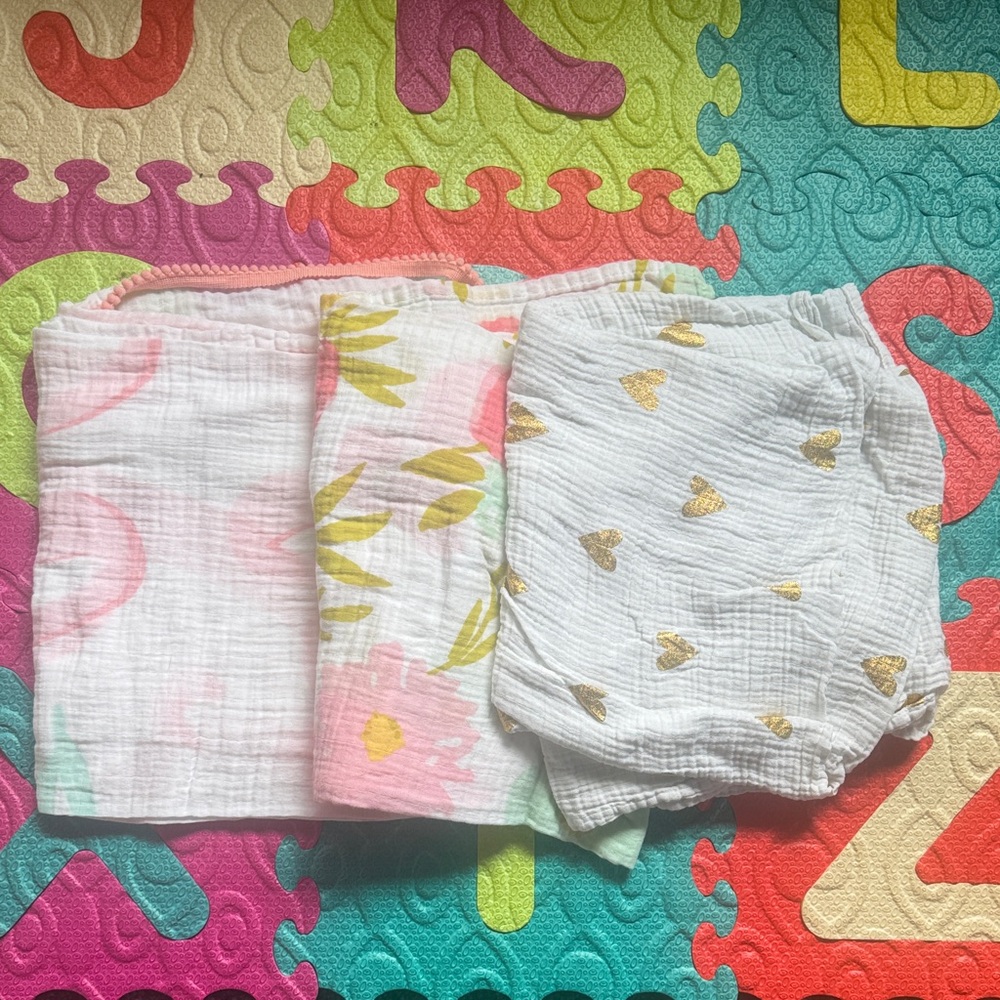 Cloud Island baby wraps - White, Pink, Gold